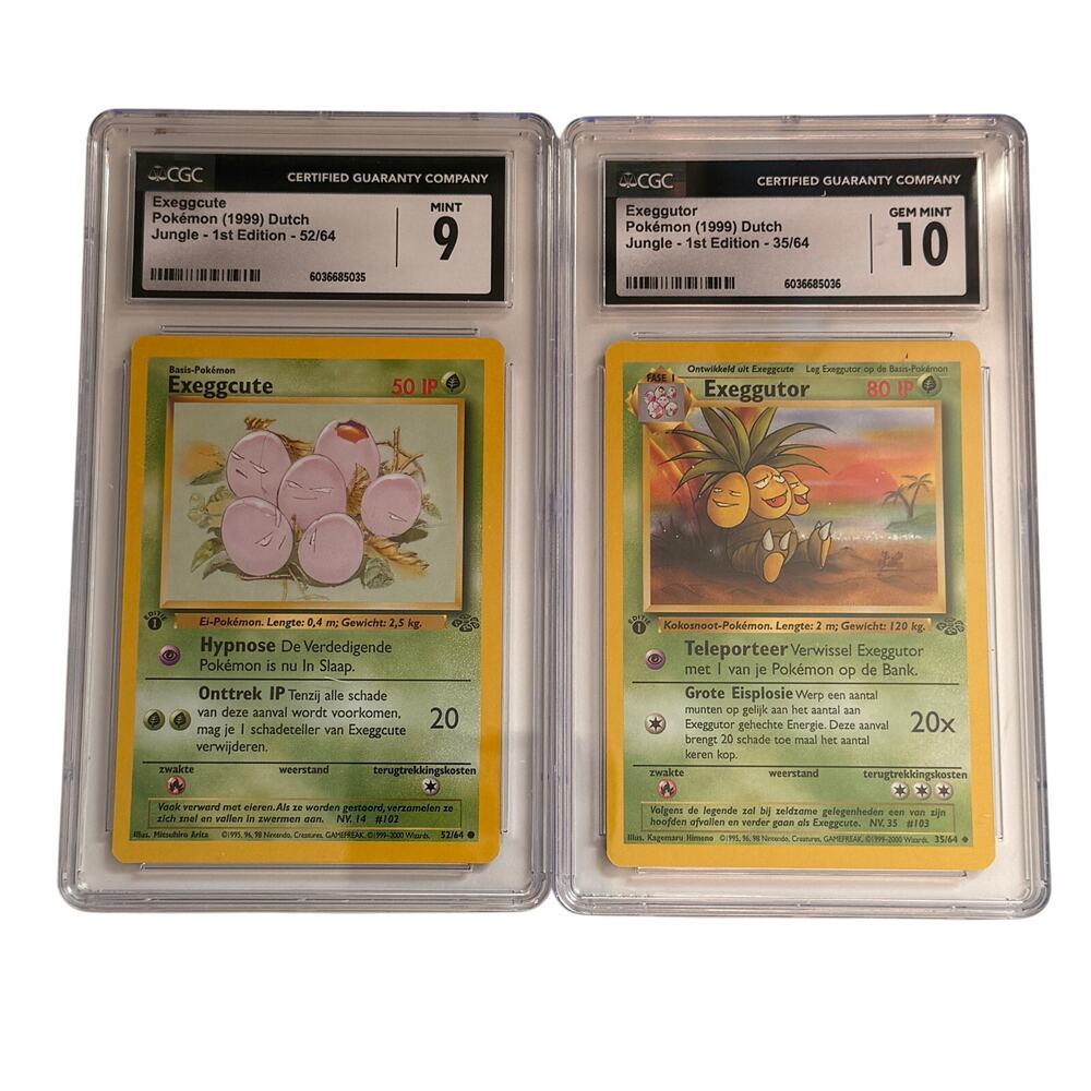 CGC 10 GEM MINT & 9 Sequential Exeggcute Exeggcutor 1st Dutch Jungle (PSA/BGS)
